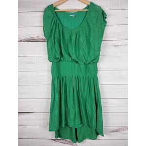 Leifnotes Dress Womens M Jade Green Eyelet Lace Smocked‎ Waist Anthropologies